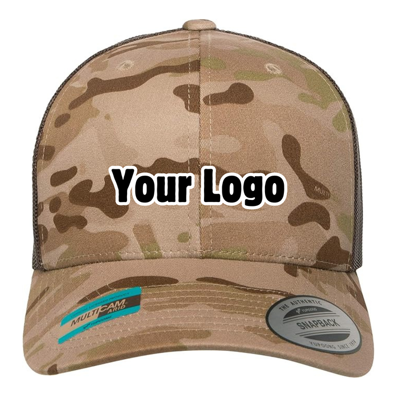Personalized Multicam Retro Trucker Cap - Arid / Brown
