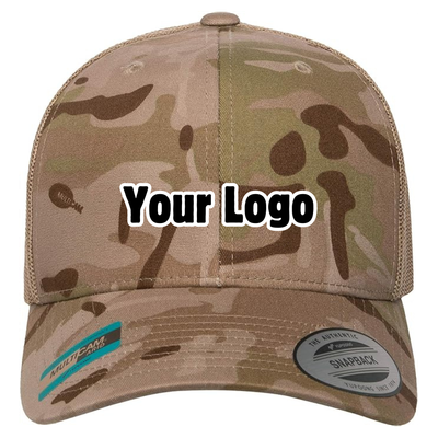 Personalized Multicam Retro Trucker Cap - Arid / Tan