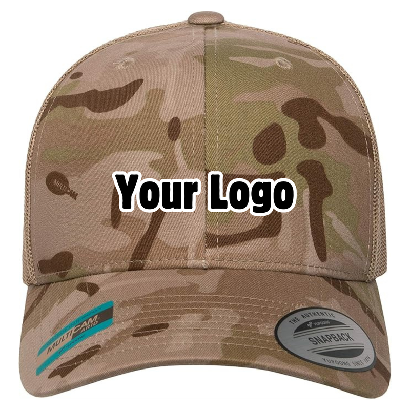 Personalized Multicam Retro Trucker Cap - Arid / Tan