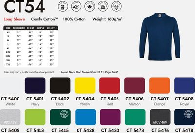 CT54 Cotton Round Neck Long Sleeve