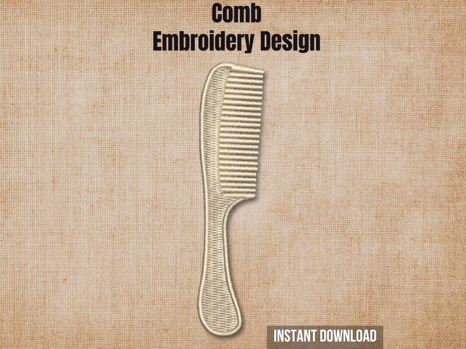 Cover graphic with a textured background highlighting the Barber Comb embroidery design.