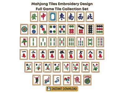 Mahjong Tiles Embroidery file bundle pack