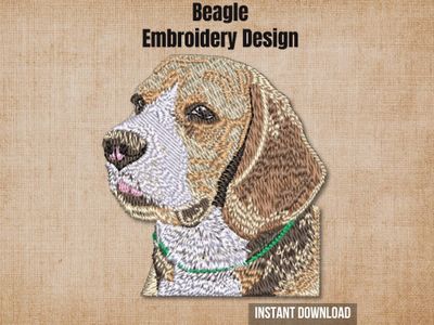 Etsy cover graphic featuring the beagle profile embroidery on a burlap background.