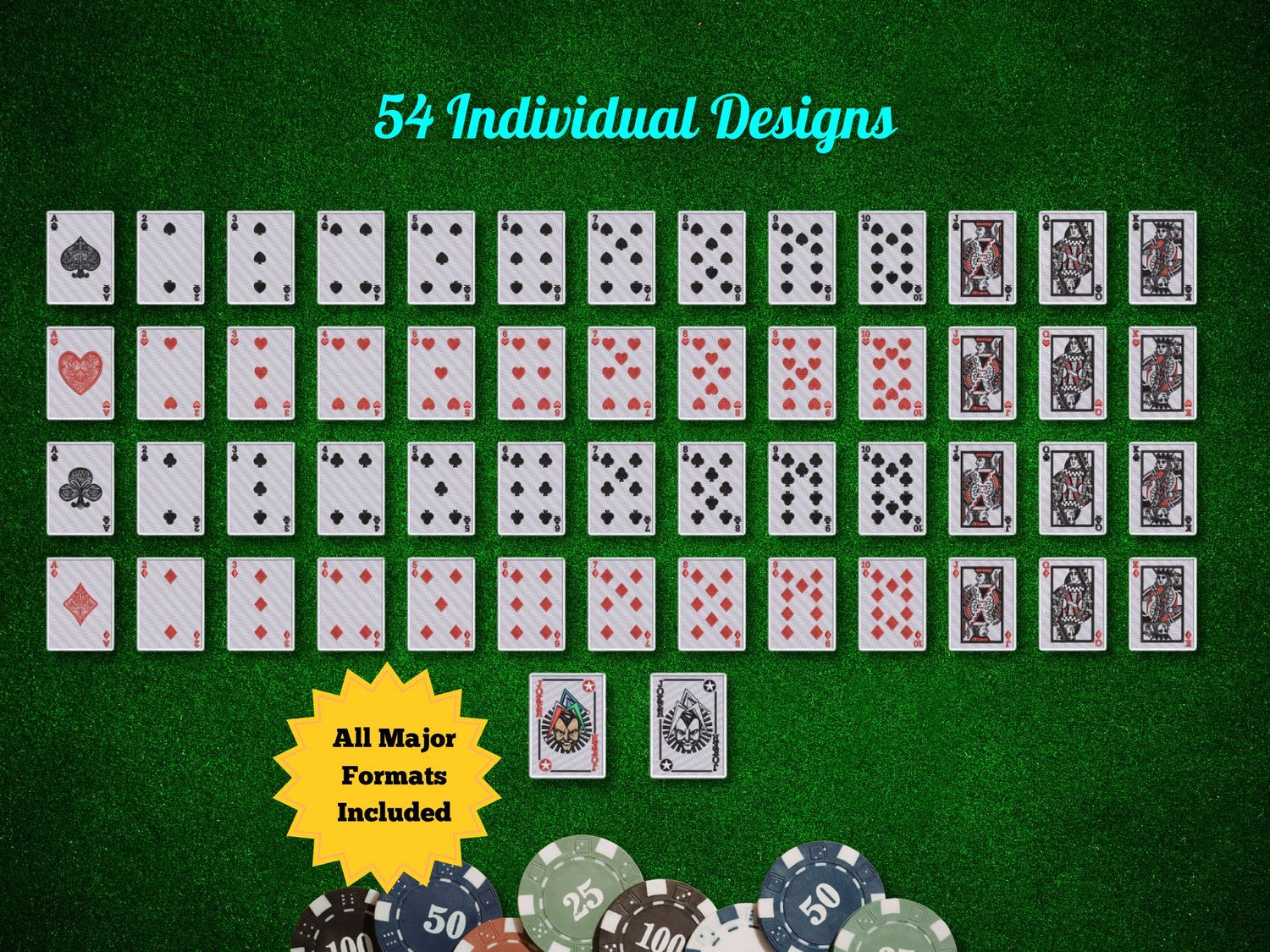 Playing Cards Embroidery Pattern Bundle Pack
