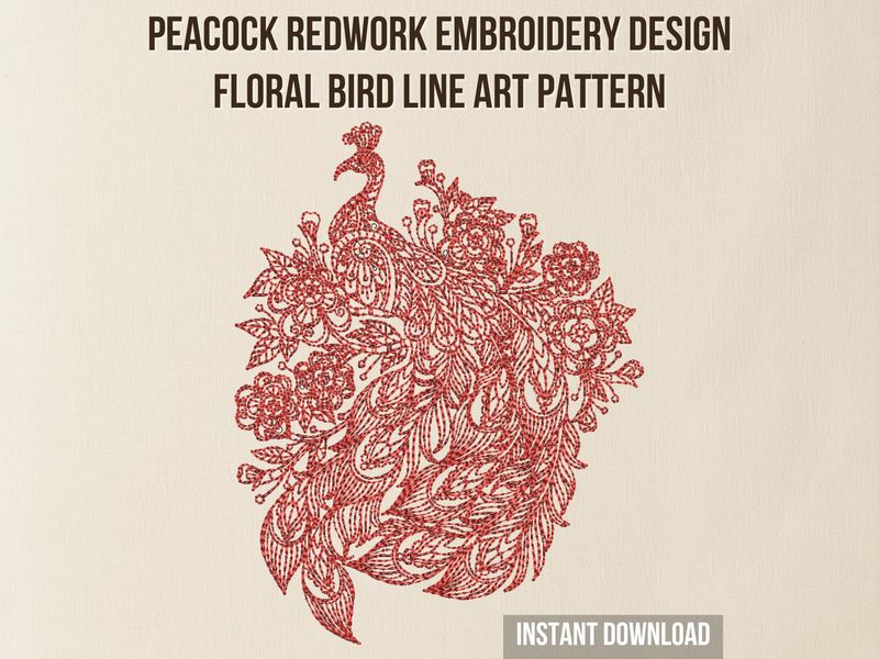 Peacock with Flowers