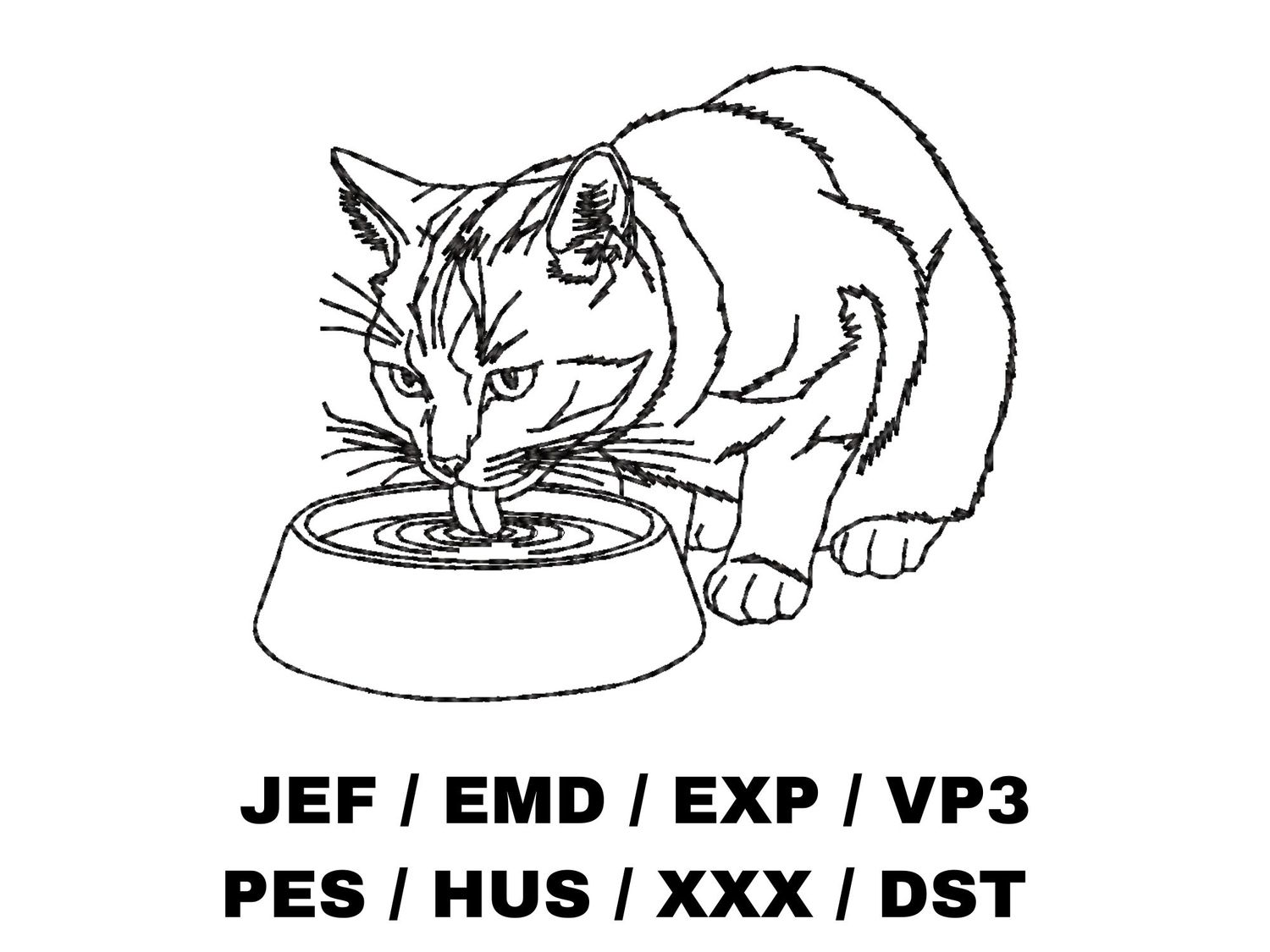 Minimalist Cat Drinking From Bowl