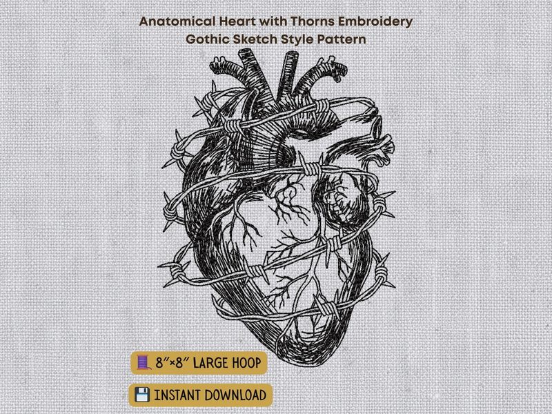 Anatomical Heart with Barbed Wire Outline