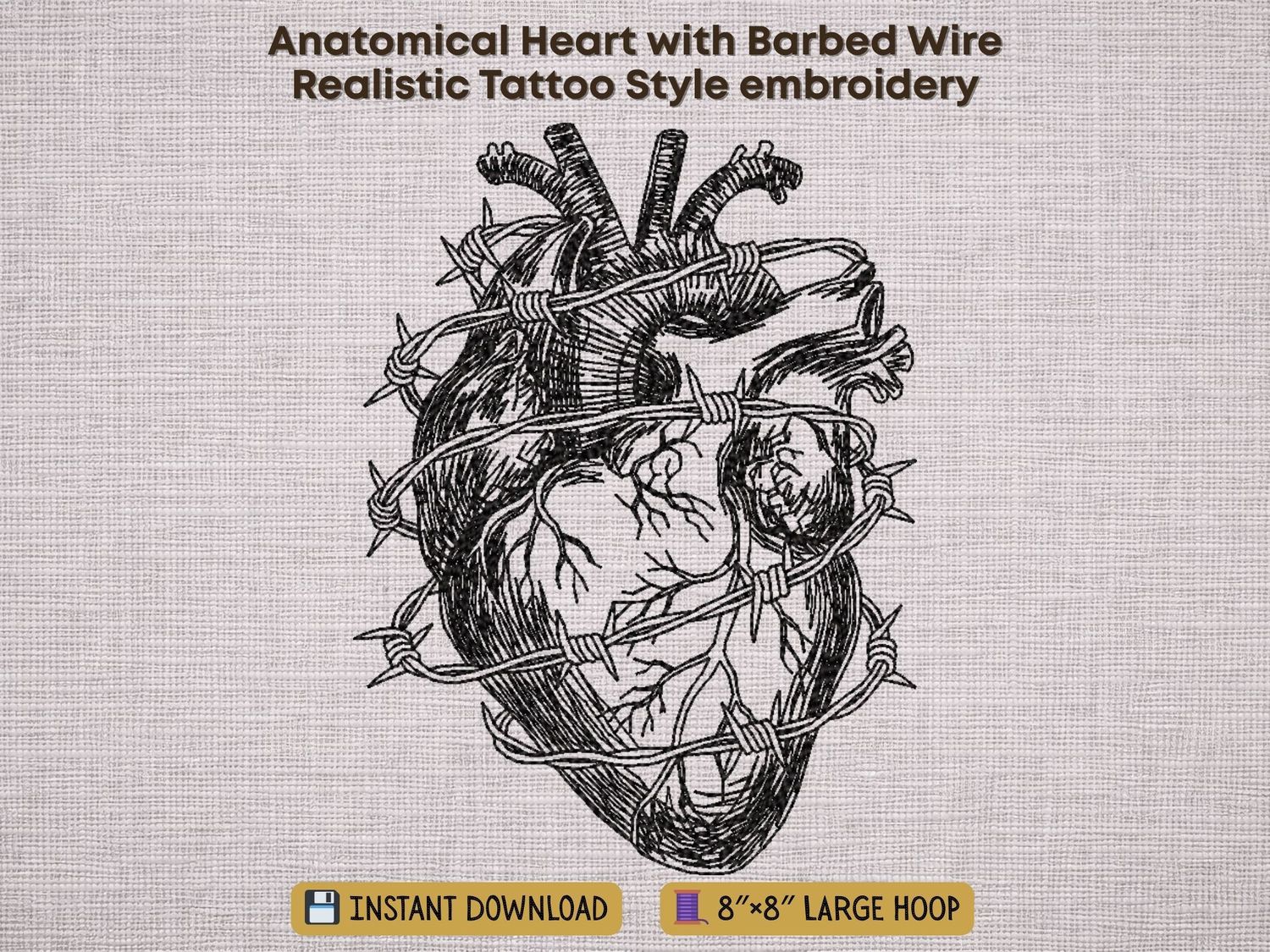 Anatomical Heart with Barbed Wire Outline