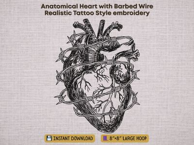 Anatomical Heart with Barbed Wire Outline