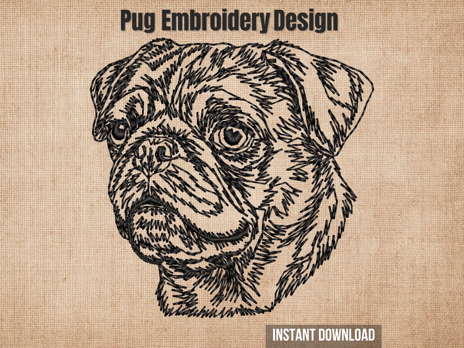 Pug 17 Outline - Mouth Closed