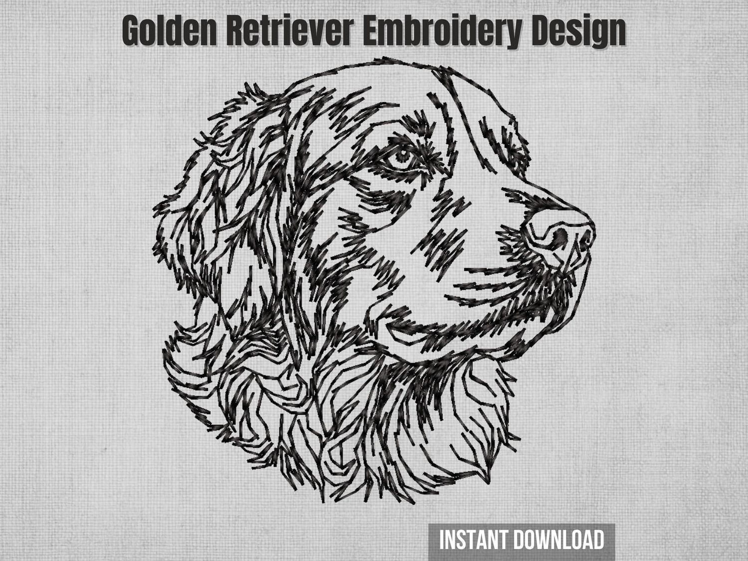 Golden Retriever profile sketch embroidery design - side view dog head portrait line art for machine embroidery files