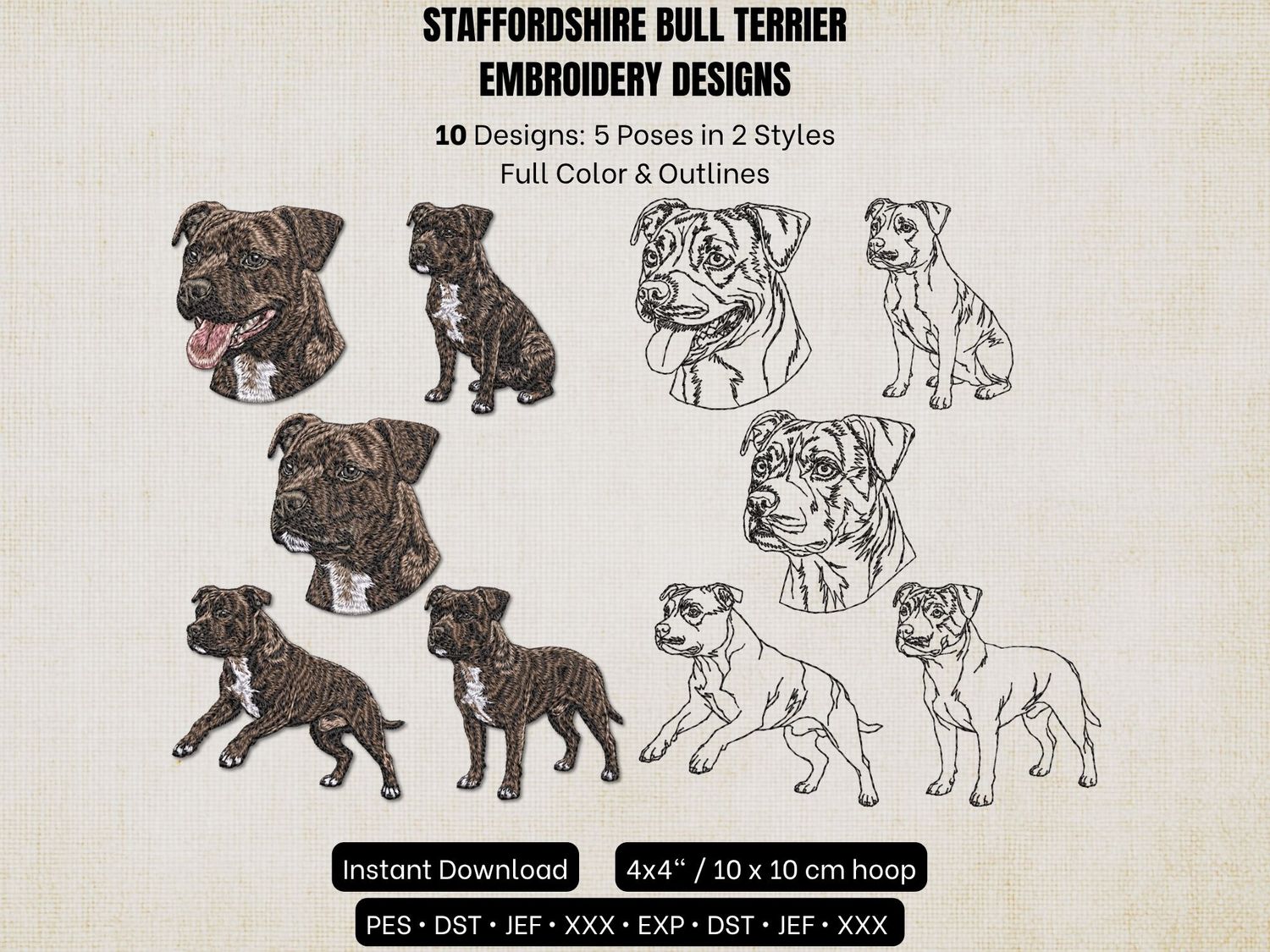 Brindle Staffordshire Bull Terrier Signature Collection – Complete 10-Design Library