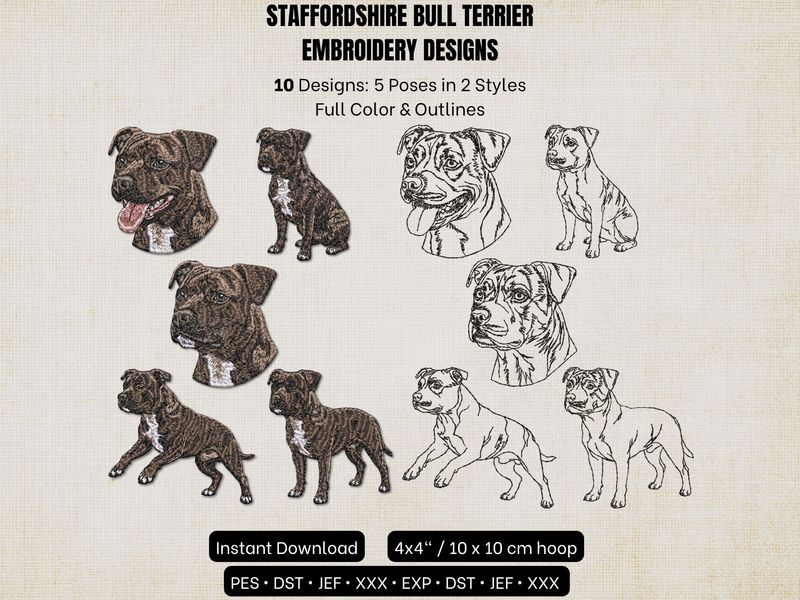Brindle Staffordshire Bull Terrier Signature Collection – Complete 10-Design Library