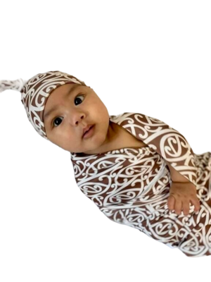 Baby Swaddle Māori Design Brown
