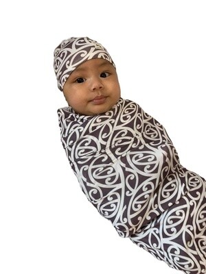 Māori Baby Blanket Wrap Red/Grey