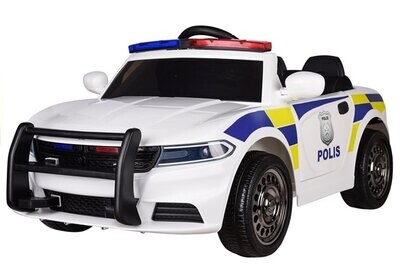 Kinderfahrzeug Polizei Weiß EVA-Reifen Ledersitz USB SD MP3 Fahrzeug