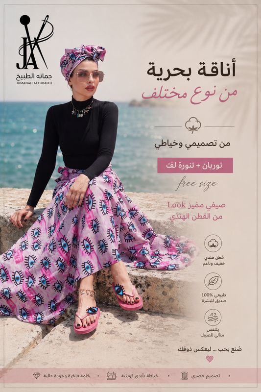 بدلة البحر الصيفية تنوره وتوربان