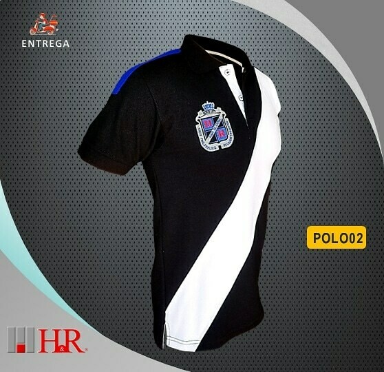 Camiseta H&R cuello Polo Negra - Polo02 - Talla L