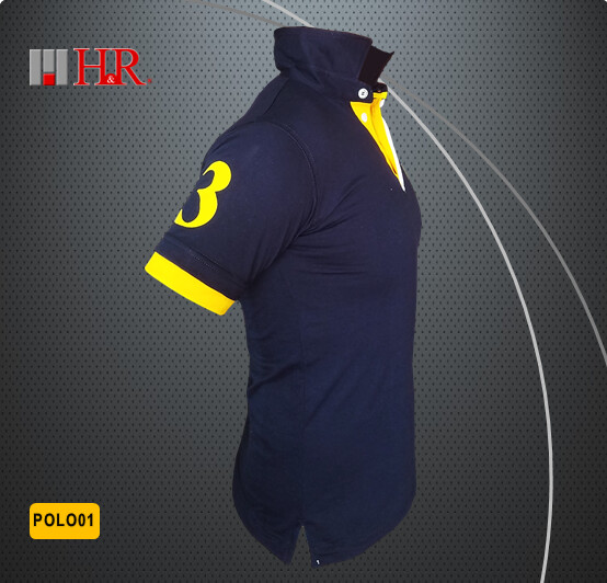 Camiseta H&R Cuello Polo Azul Tela Jersey - Talla L