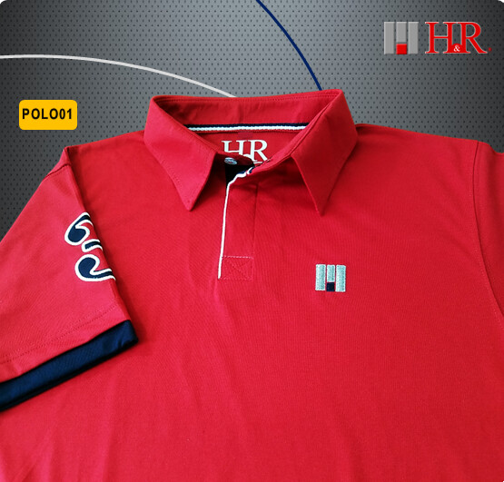 Camiseta H&R Cuello Polo Roja - Tela Jersey - Talla M