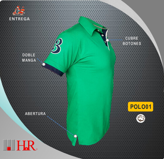 Camiseta H&R Cuello Polo Verde - Talla M