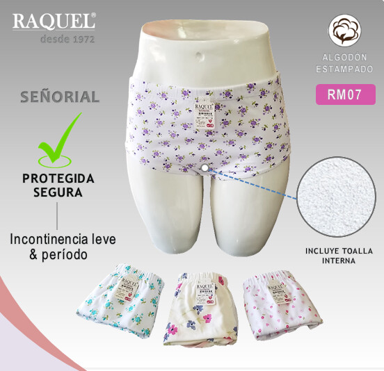 Panty Raquel Señorial - Algodón Estampado RM07 Caja x3 Und - Talla L
