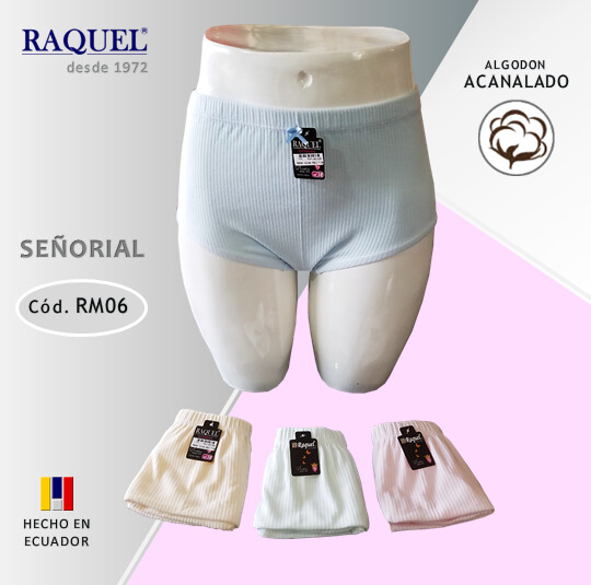 Panty Raquel Señorial - Algodón Acanalado RM06 Caja x3 Und - Talla XL