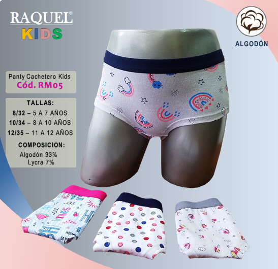 Panty Raquel Kids - Cachetero RM05 Caja x3 Und - Talla 12/35