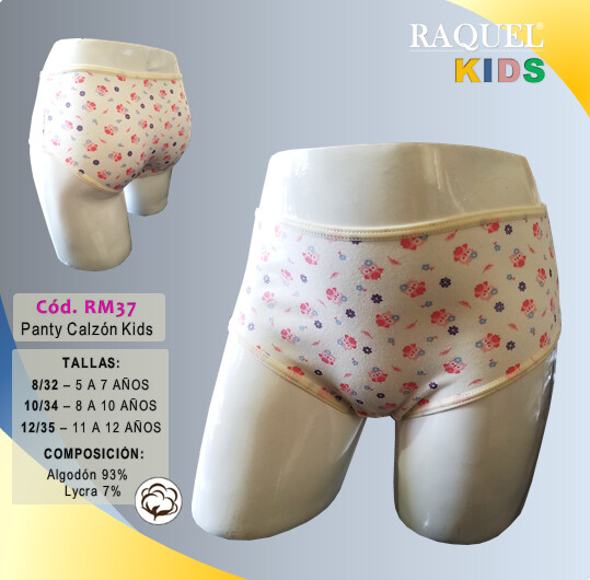 Panty Raquel Kids - Calzonario RM37 Caja x3 Und - Talla 12/35