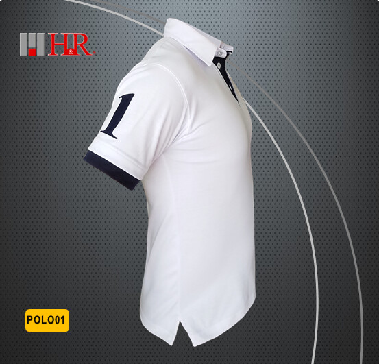 Camiseta H&amp;R Cuello Polo Blanca Tela Jersey
