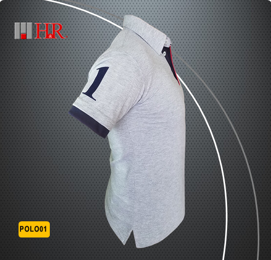 Camiseta H&amp;R Cuello Polo Gris - Tela Jersey