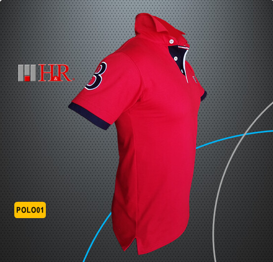 Camiseta H&amp;R Cuello Polo Roja - Tela Jersey - Talla XL