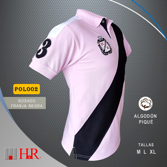 Camiseta H&amp;R cuello Polo Rosado - Polo02
