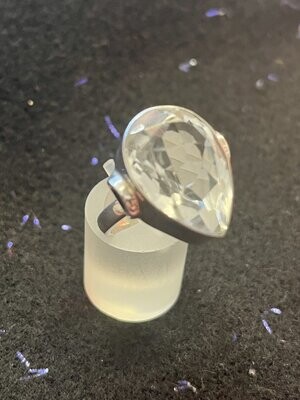 Quartz Faceted Ring 925 sterling silver