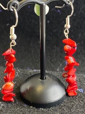 Red Coral Stone chip earring