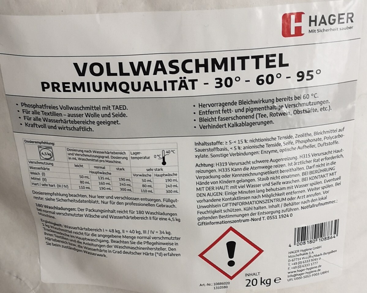 Vollwaschmittel 20kg Premium