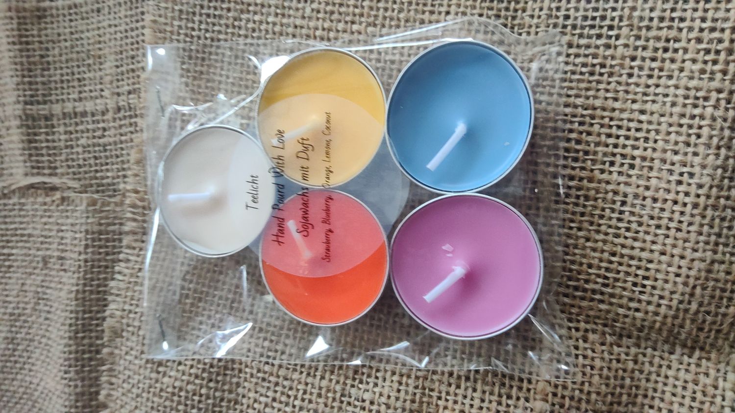 Teelicht handmade verschiedene Farben b,l,o,g,w, und Düfte