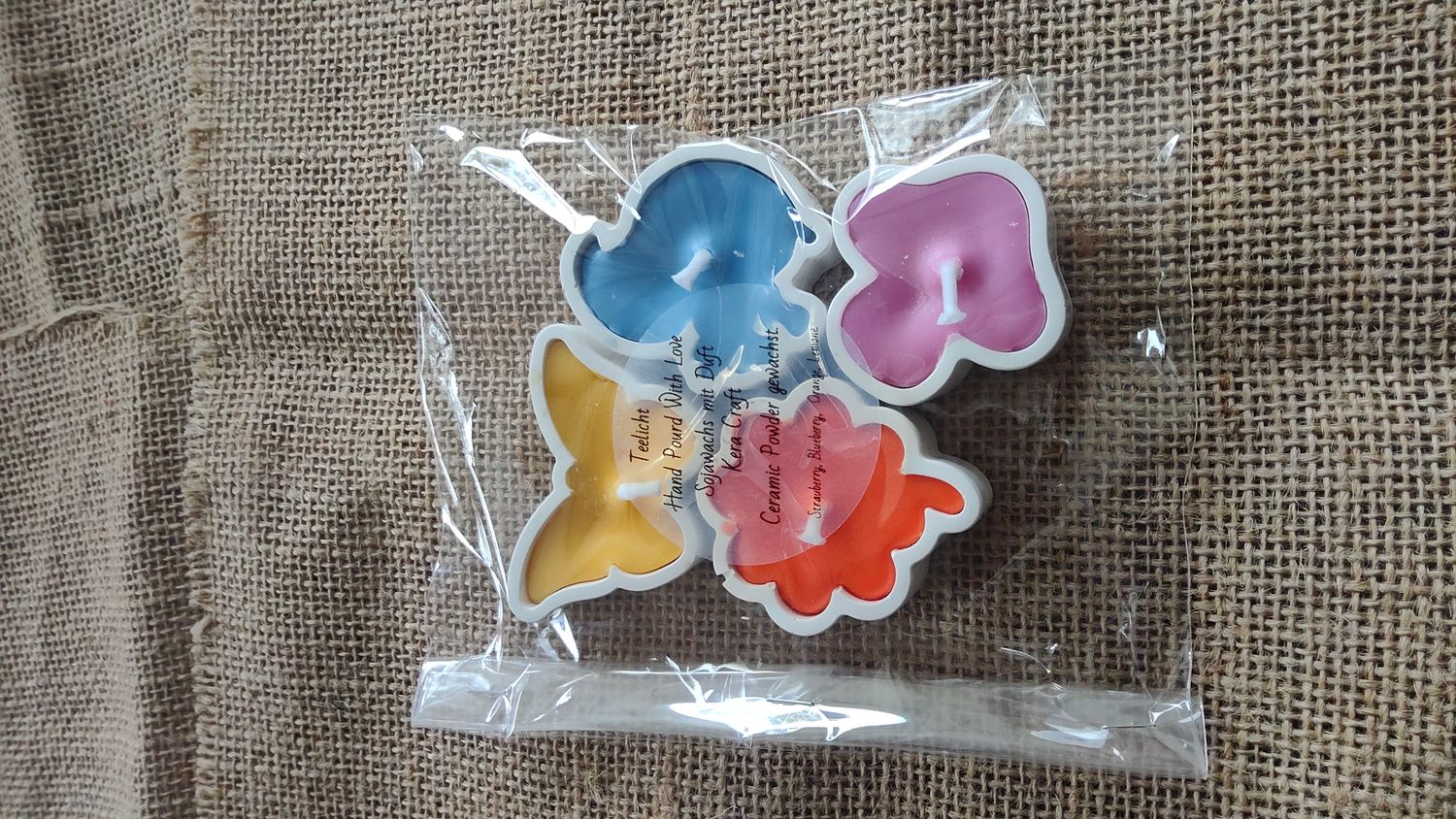 Teelicht in Ceramicform gegossen verschiedene Farben und Formen b,l,g,o, und Düfte handmade