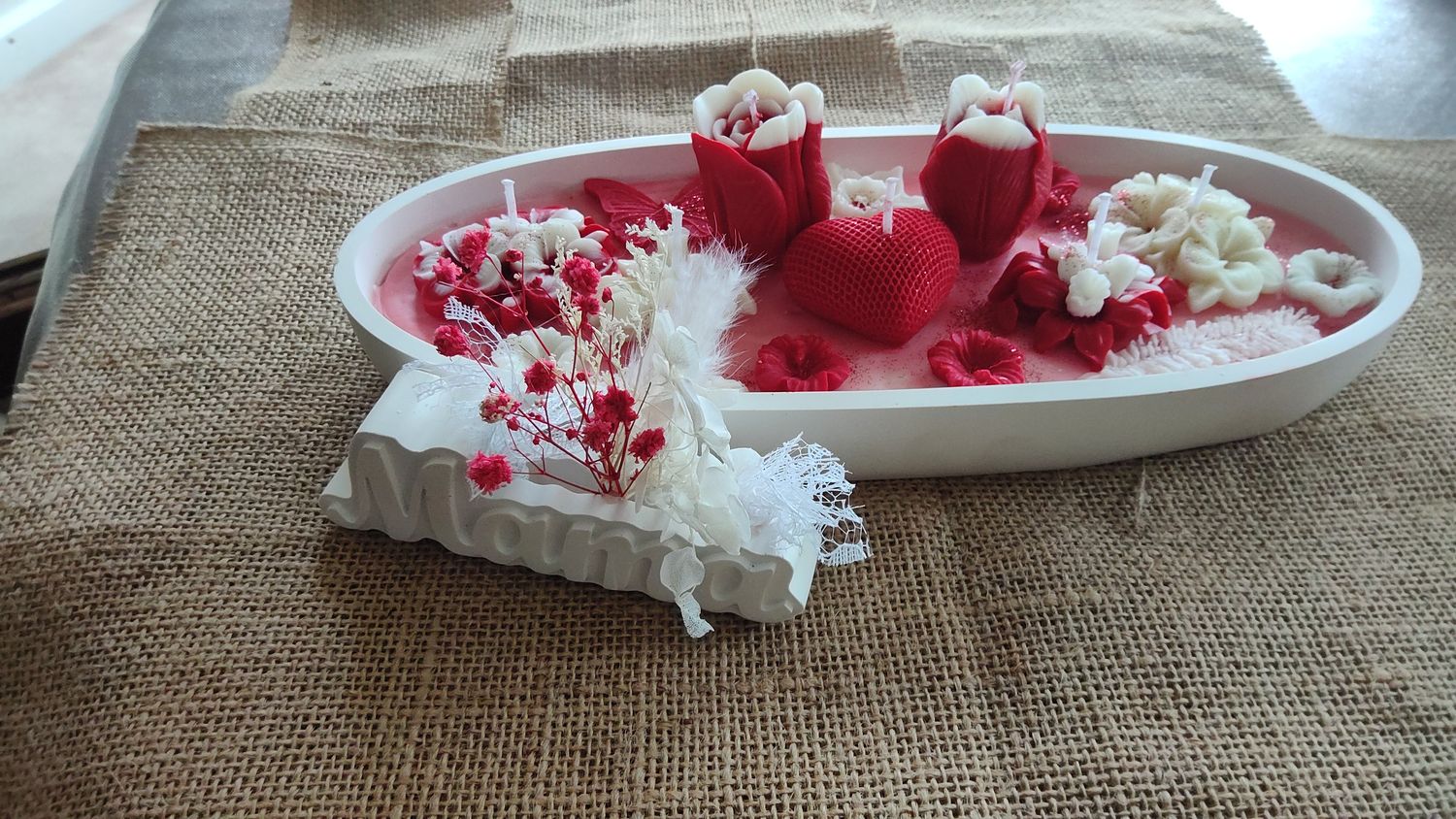 Mama die Beste rot/weiß mit Duft