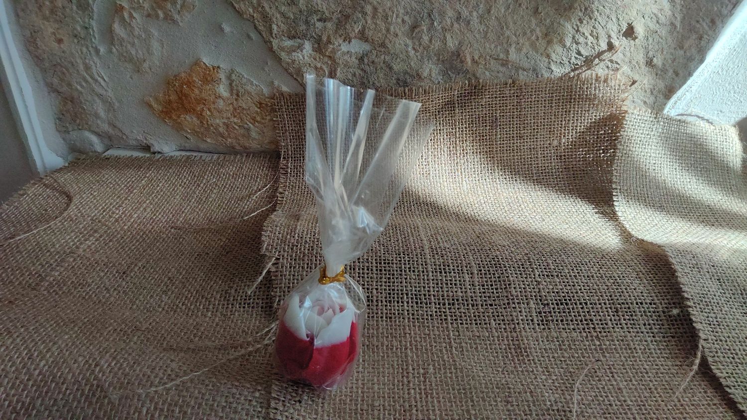 Tulpenkerze rot/weiß handmade