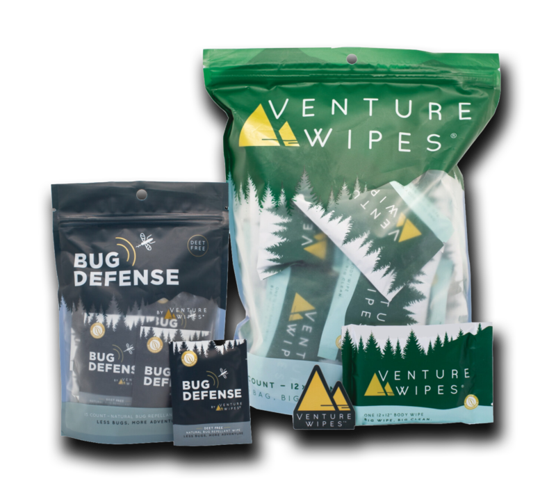 Extreme Adventure Bundle: 25-Count Venture Wipes & 15-Count Bug Defense