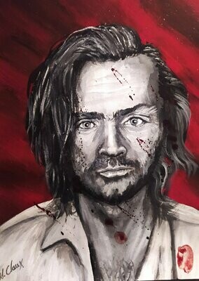 Blood Portrait of Charles Manson (original painting)