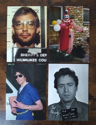 Set of four serial killer postcards