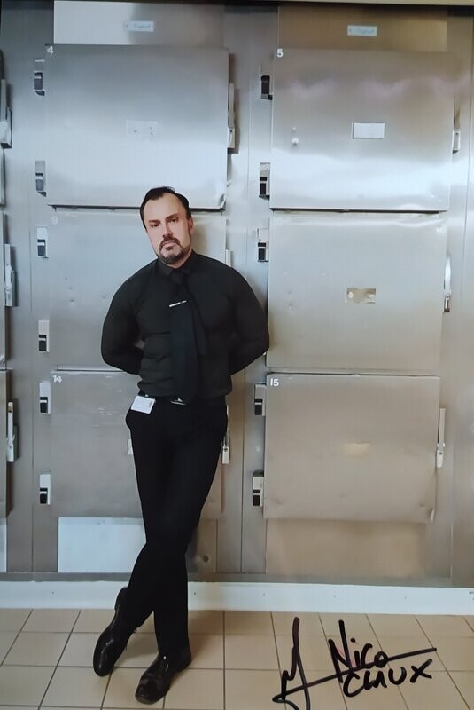 9"X11" signed photo - Nico in the morgue