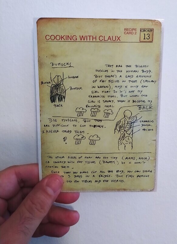 Signed Cannibal recipe postcard