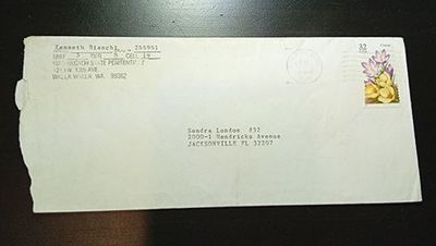 Kenneth Bianchi envelope to Sondra London Kenneth Bianchi envelope to Sondra London