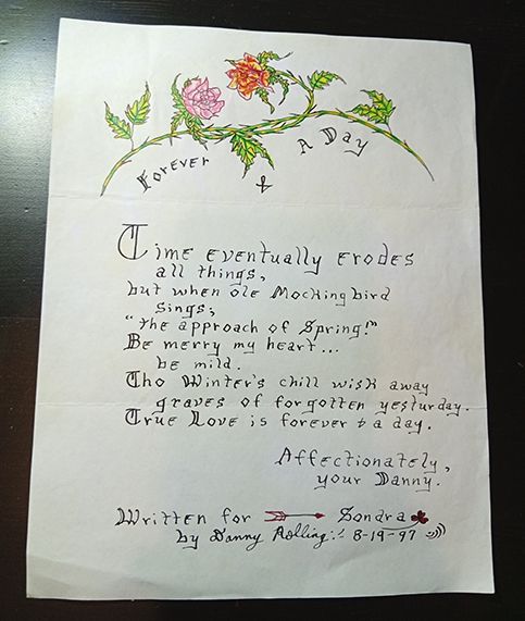 Danny Rolling love poem sent to Sondra London Danny Rolling love poem sent to Sondra London