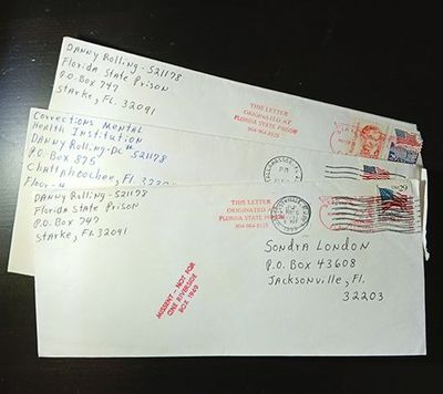 Danny Rolling handwritten envelope sent to Sondra London Danny Rolling handwritten envelope sent to Sondra London
