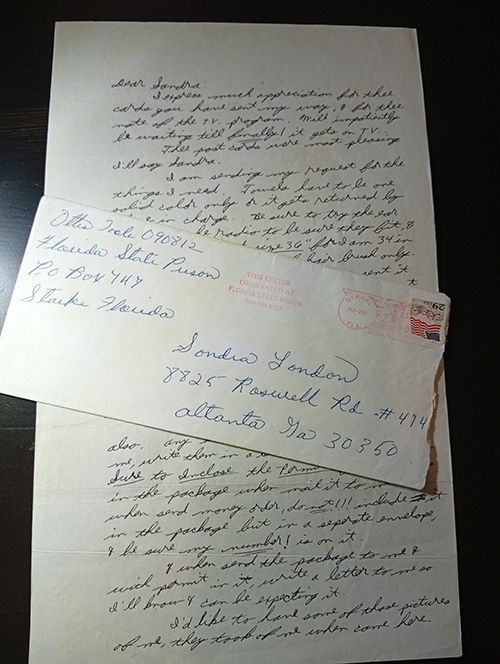Ottis Toole letter and envelope sent to Sondra London Ottis Toole letter and envelope sent to Sondra London