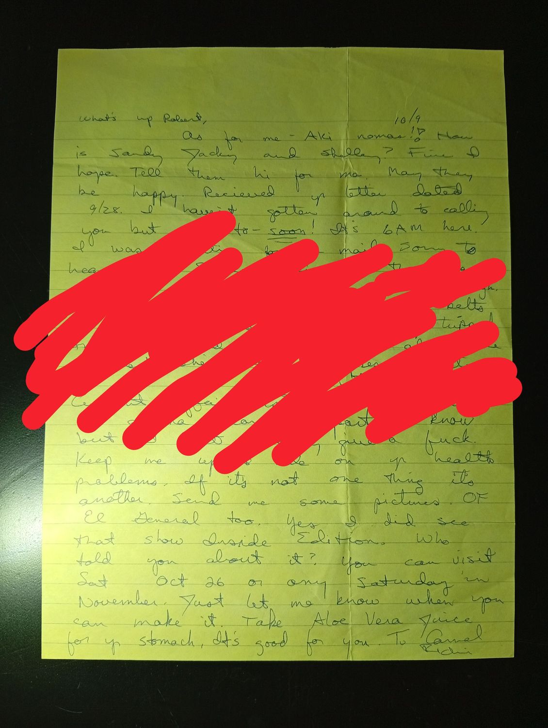 Richard Ramirez letter to his brother Robert, 1991 Richard Ramirez letter to his brother Robert, 1991